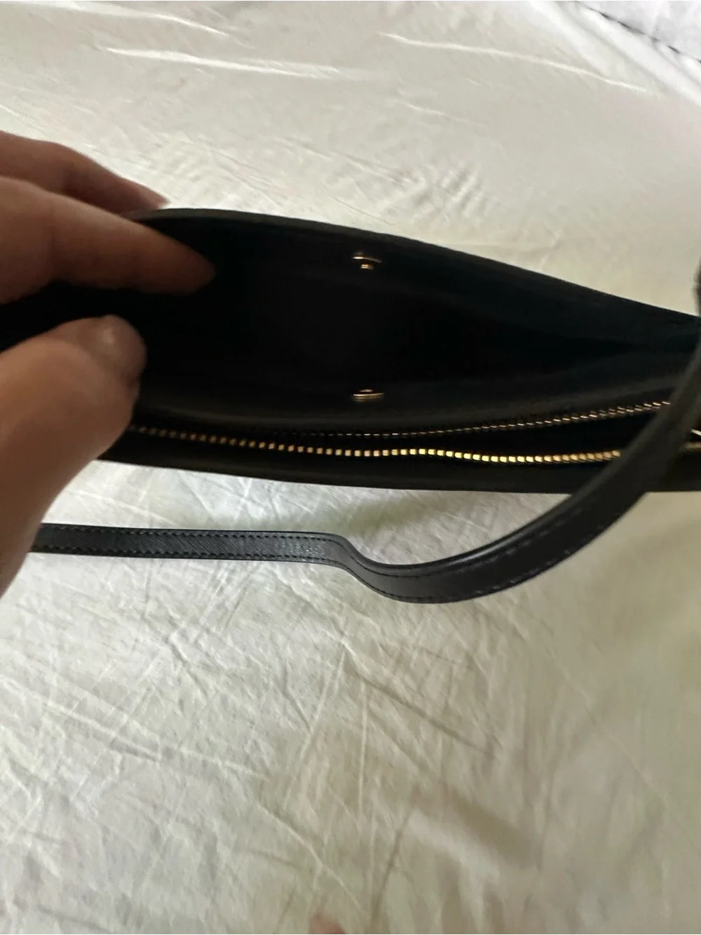 Michael Kors Black Saffiano Leather Crossbody with Gold Logo